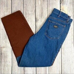 Walls Straight Leg Work Hunting Riding Jeans Blue with Brown Panels Size 30 Reg